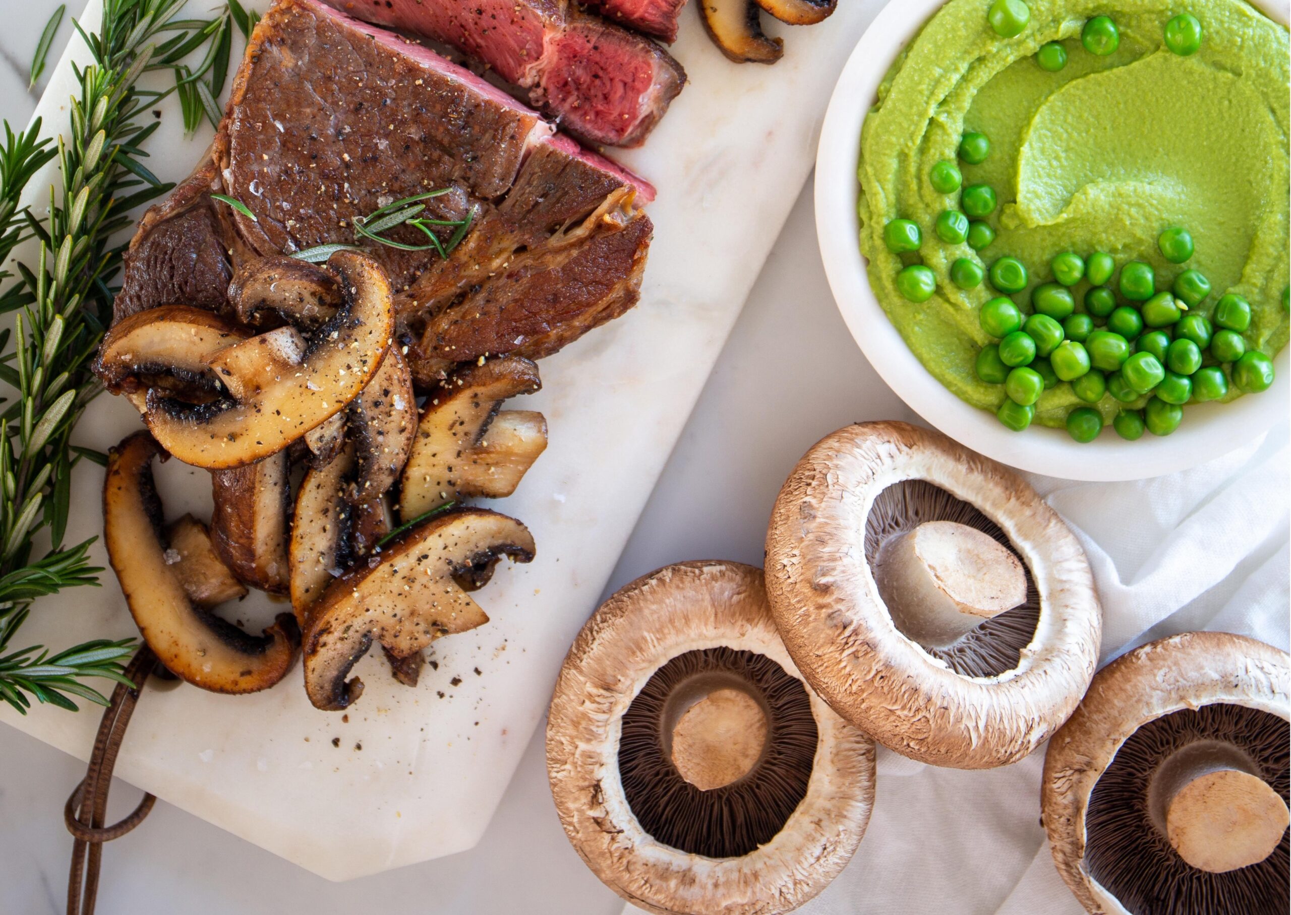 Sautéed Portabellos, Steak, Coriander Mash & Pea Purée_Image Credit The South African Mushroom Farmers’ Association eating mushrooms for memory